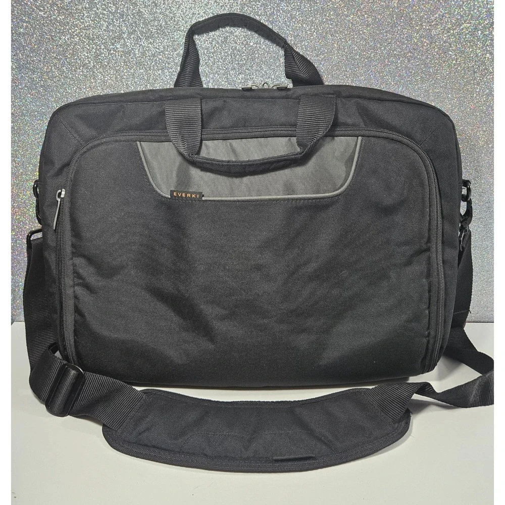 EVERKI Black Laptop Messenger Laptop Bag Briefcase‎ Travel Work Fits 17.3